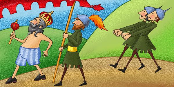 illustrazione per la fiaba "i vestiti dell'imperatore" di Andersen