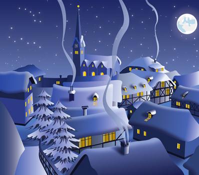 illustrazione villaggio neve Nikola Knezevic-Dreamstime.com