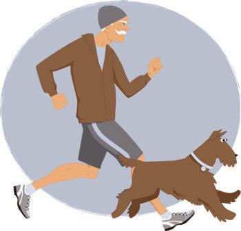 uomo senior jogging cane Aleutie | Dreamstime