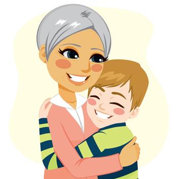 illustrazione nonna nipote abbraccio